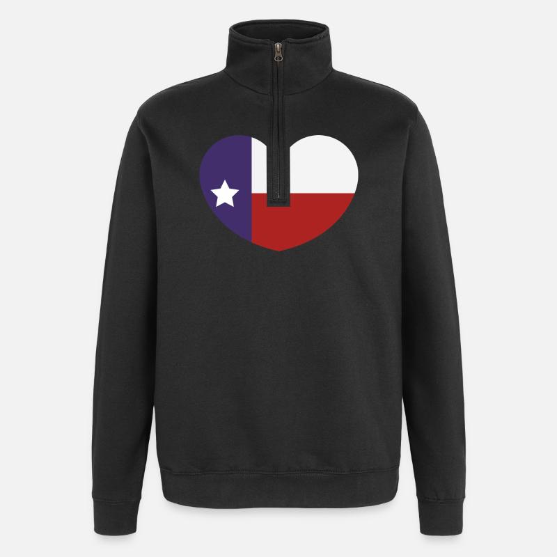 Drapeau du cœur du Texas - Sweat à zip 1/4 - noir