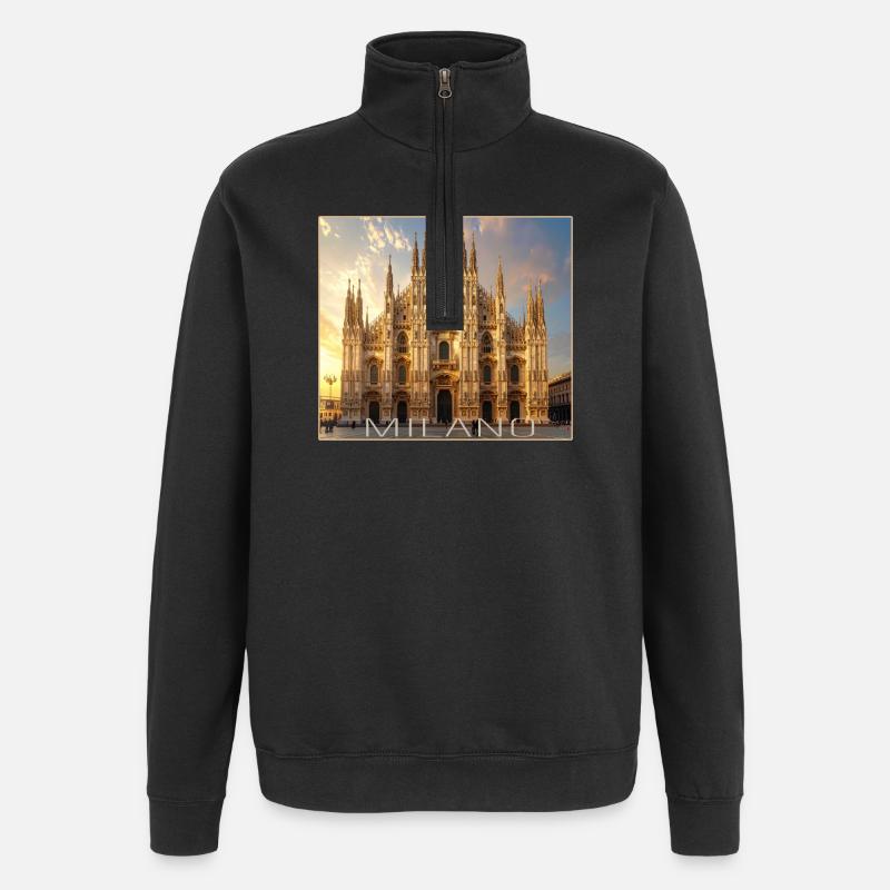 Mailand, Milano, Dom - Quarter-Zip-Sweatshirt - Schwarz