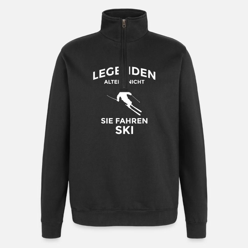 Légendes Conduisant un ski Dicton-design - Sweat à zip 1/4 - noir