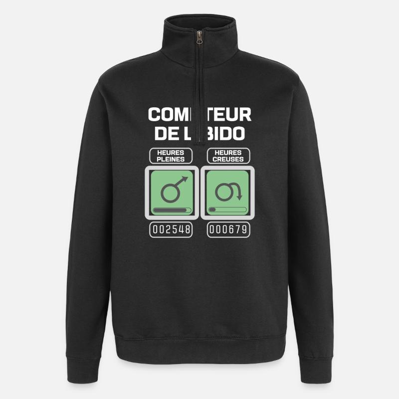 Compteur de libido masculine - Sweat à zip 1/4 - noir