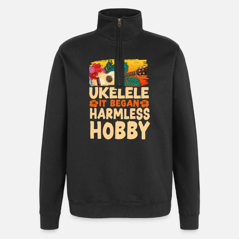 Hawaiian Ukulele Uke Ukulele It - Quarter-Zip Sweatshirt - black