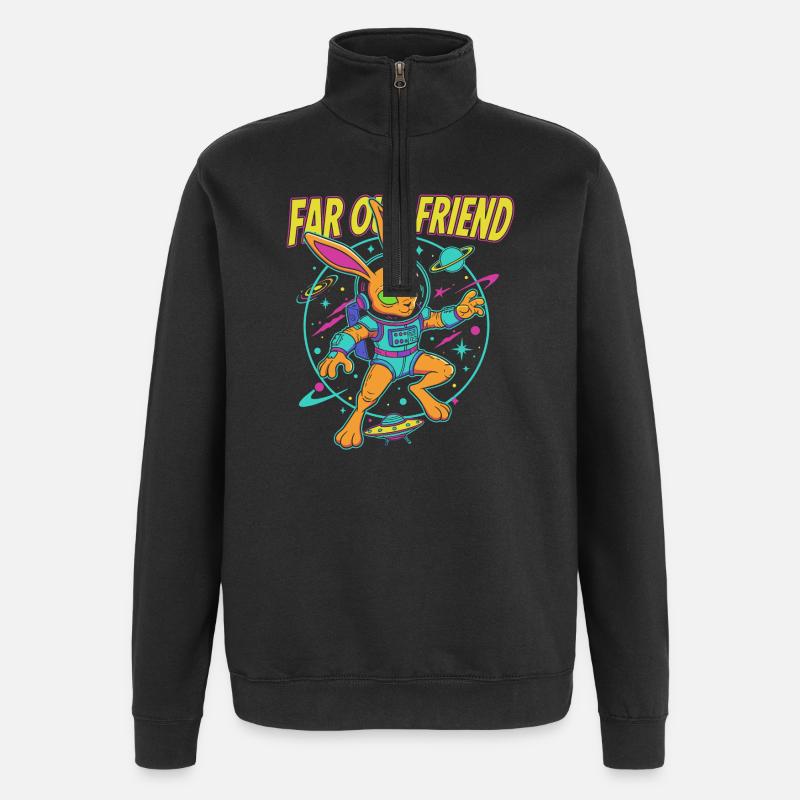 L’espace des lapins du loin - Sweat à zip 1/4 - noir