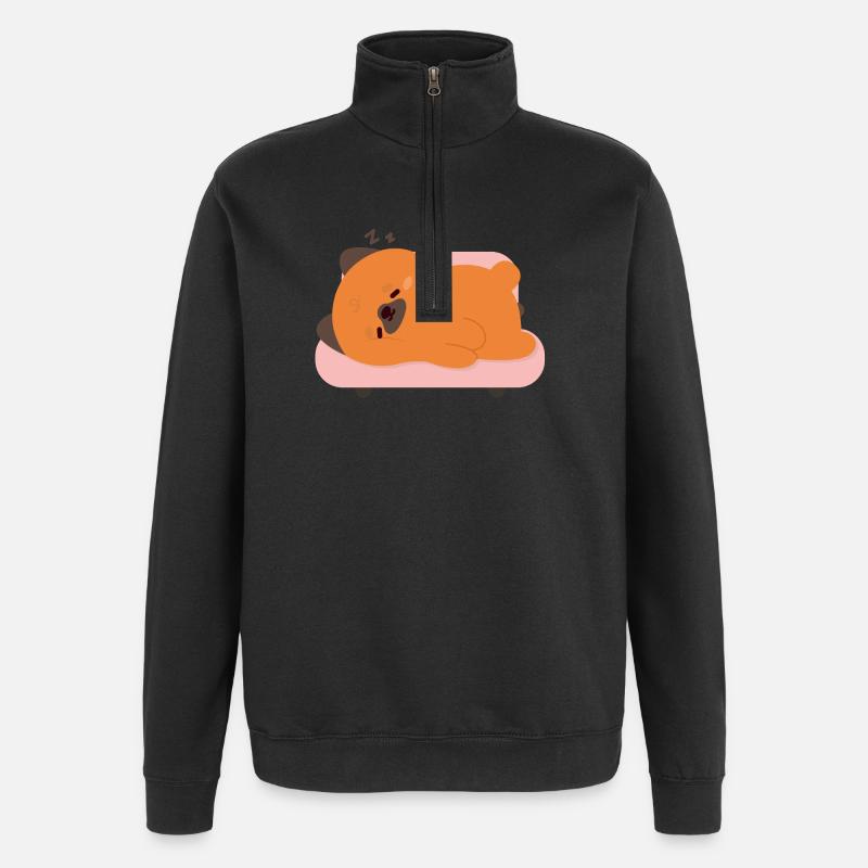 Müder Deutscher Schäferhund auf rosa Sofa - Quarter-Zip-Sweatshirt - Schwarz