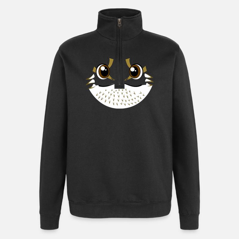 Cartoon Bartdrachengesicht Haustier-Reptilien-Eidechse - Quarter-Zip-Sweatshirt - Schwarz