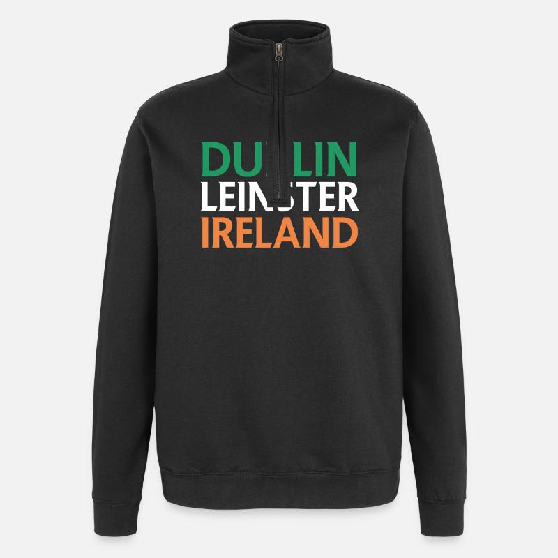 Dublin – Irlande Textdesign - Sweat à zip 1/4 - noir