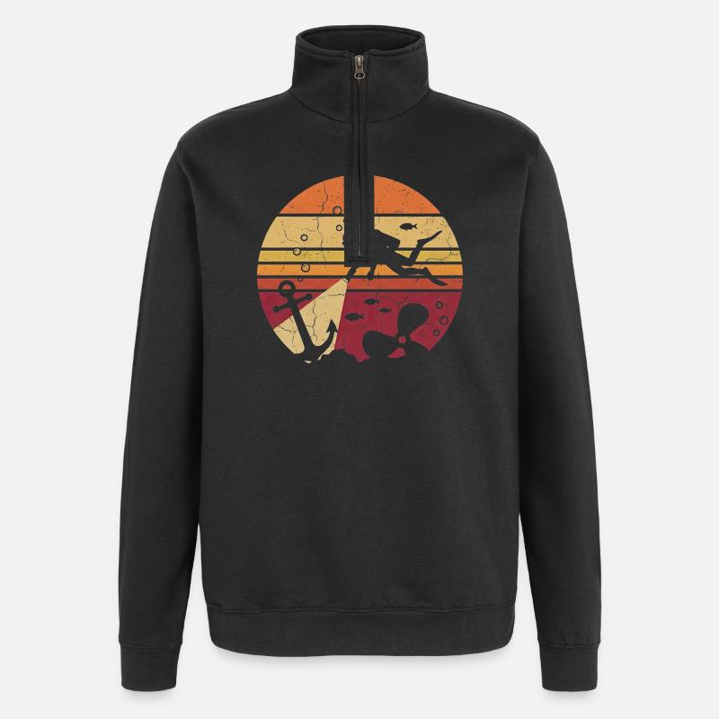 Diver Retro Sunset - Ancre & Naufrage - Sweat à zip 1/4 - noir