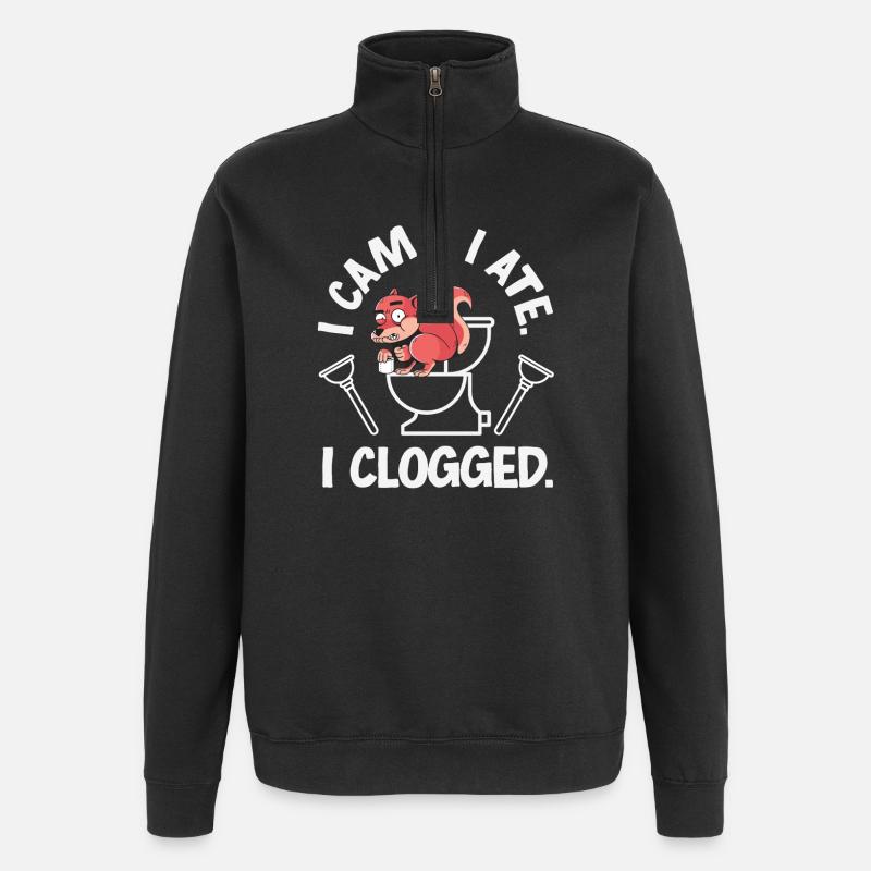 Toilet Clogging Master Funny - Quarter-Zip Sweatshirt - black