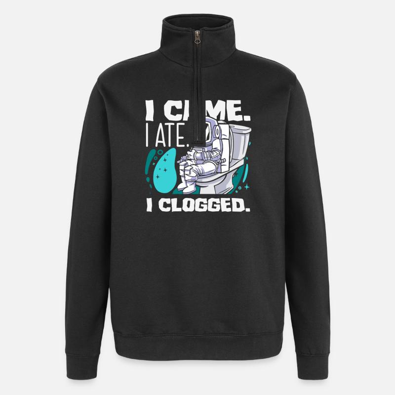 Toilet Clogging Master Funny - Quarter-Zip Sweatshirt - black