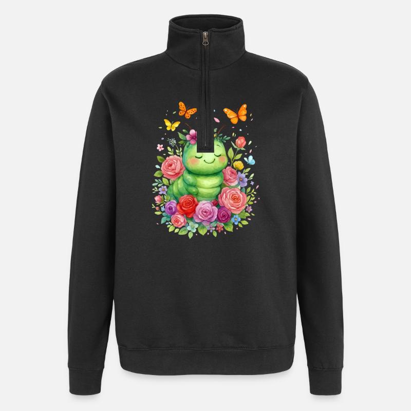 Raupe Schmetterling  - Quarter-Zip-Sweatshirt - Schwarz