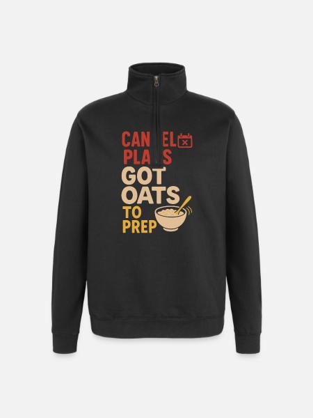 Haferbrei Frühstückskultur Overnight - Quarter-Zip-Sweatshirt - Schwarz