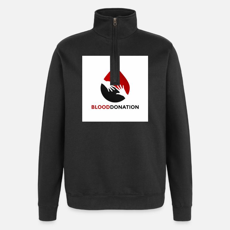 Blood Donation Hands Emblem - Quarter-Zip Sweatshirt - black