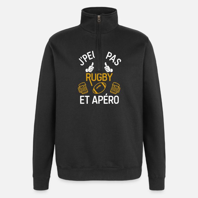 J'peux pas j'ai Rugby et Apéro - Sweat à zip 1/4 - noir