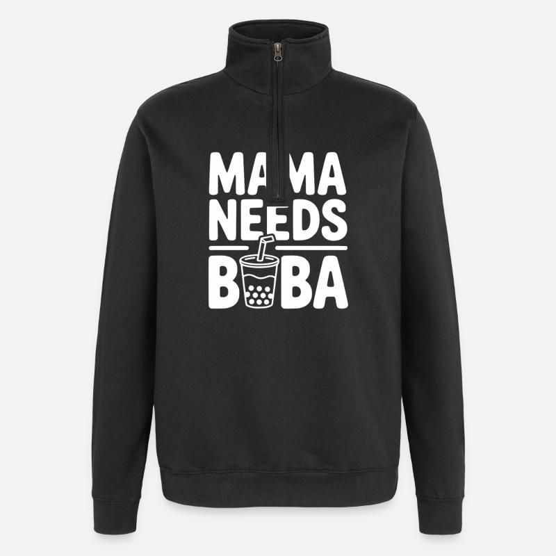 Maman a besoin de Boba - Sweat à zip 1/4 - noir