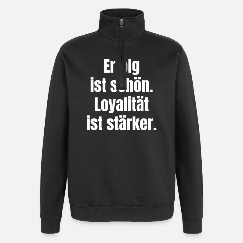 Success and Loyalty Motif Text - Quarter-Zip Sweatshirt - black