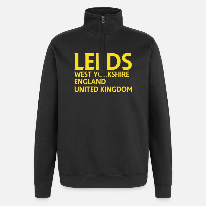 Leeds – England Liedtextdesign - Quarter-Zip-Sweatshirt - Schwarz