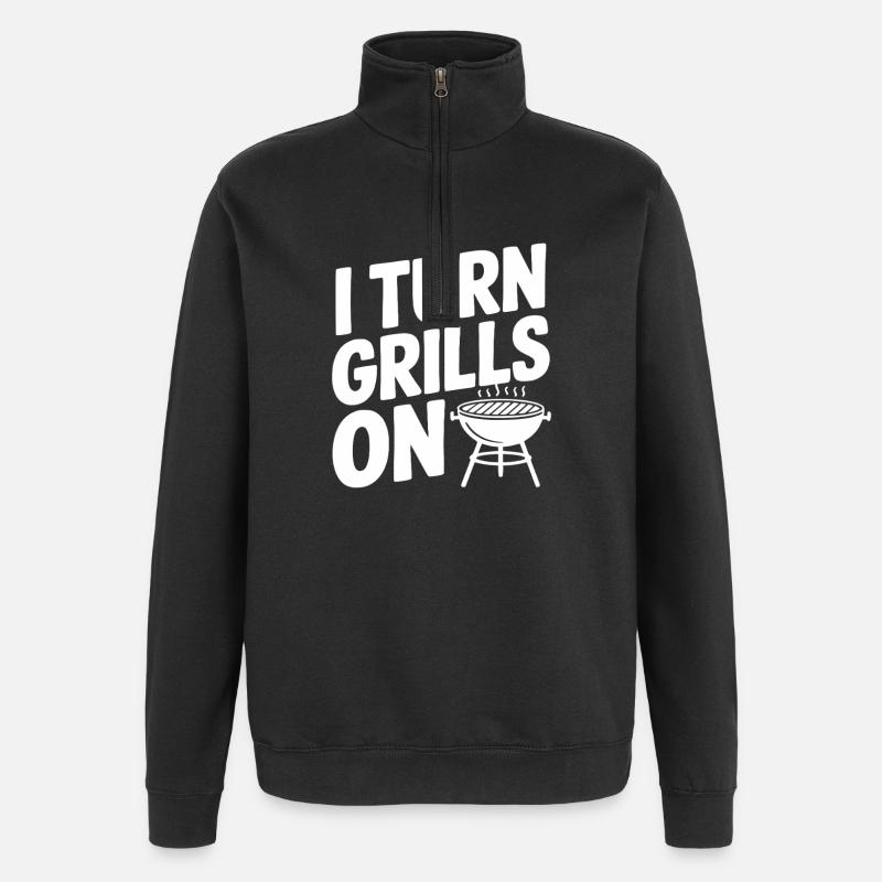 Ich schalte den Grill ein - Quarter-Zip-Sweatshirt - Schwarz