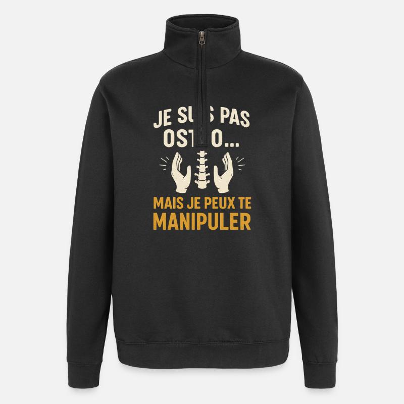 Pas Ostéo Manipulateur Humour Coquin - Sweat à zip 1/4 - noir