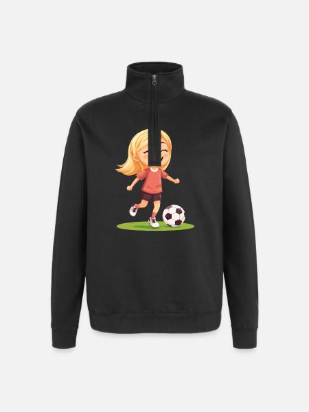 Smiling soccer player - Quarter-Zip Sweatshirt - black