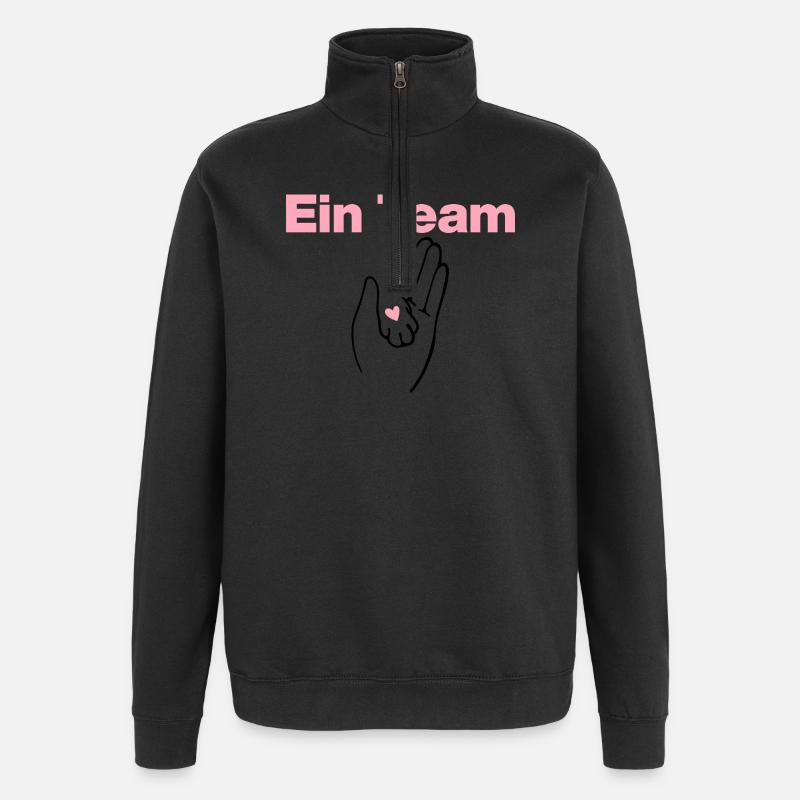 Ein Team, Mensch & Samtpfote, Katze, Katzenfans - Quarter-Zip-Sweatshirt - Schwarz