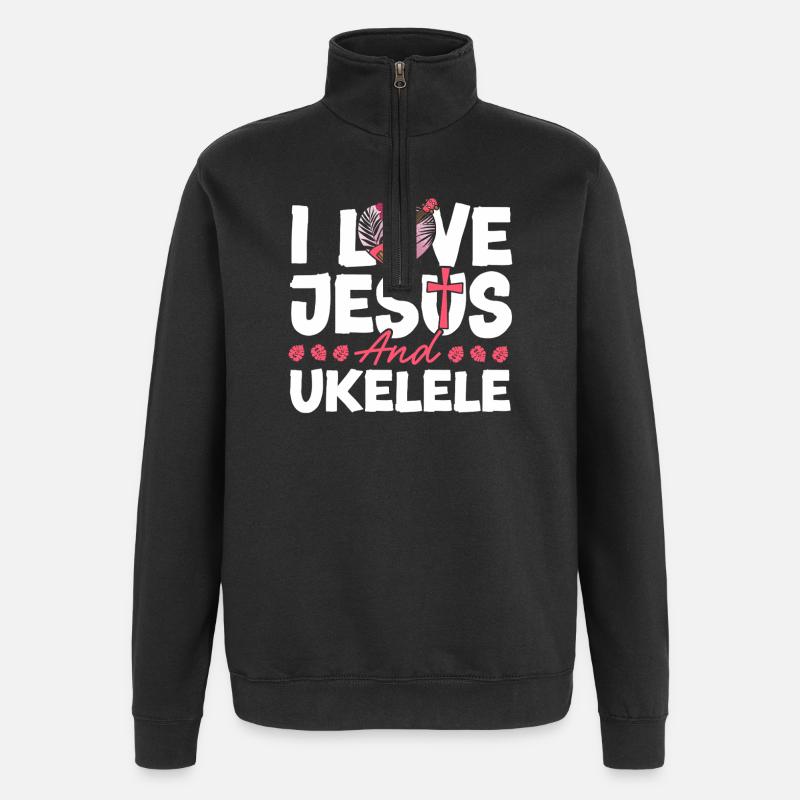 Ukulélé hawaïen Uke Jésus Foi - Sweat à zip 1/4 - noir