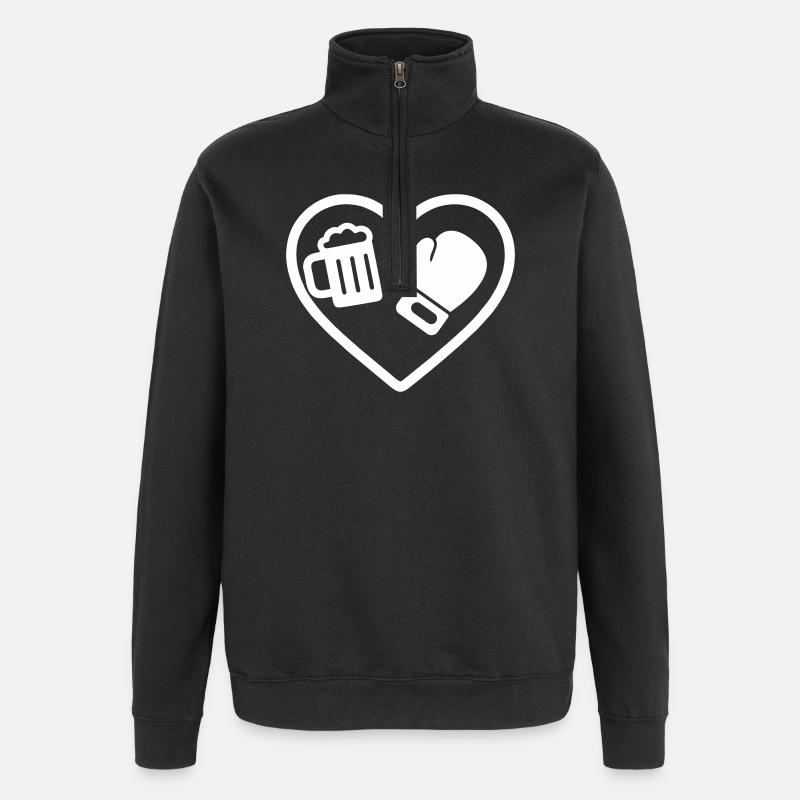 Heart Boxing Bier - Quarter-Zip-Sweatshirt - Schwarz
