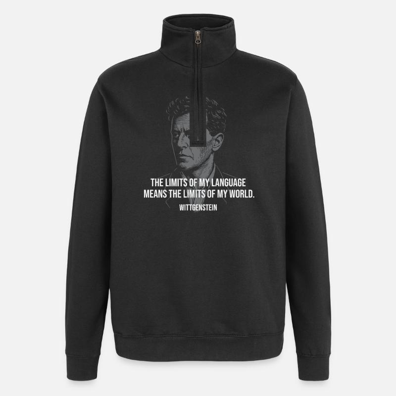 Wittgenstein-Zitat: Language Limits Design - Quarter-Zip-Sweatshirt - Schwarz