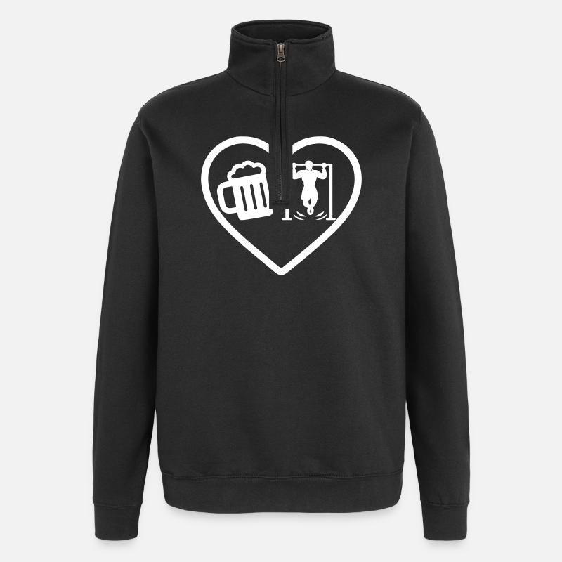Heart Street Workout Bier - Quarter-Zip-Sweatshirt - Schwarz