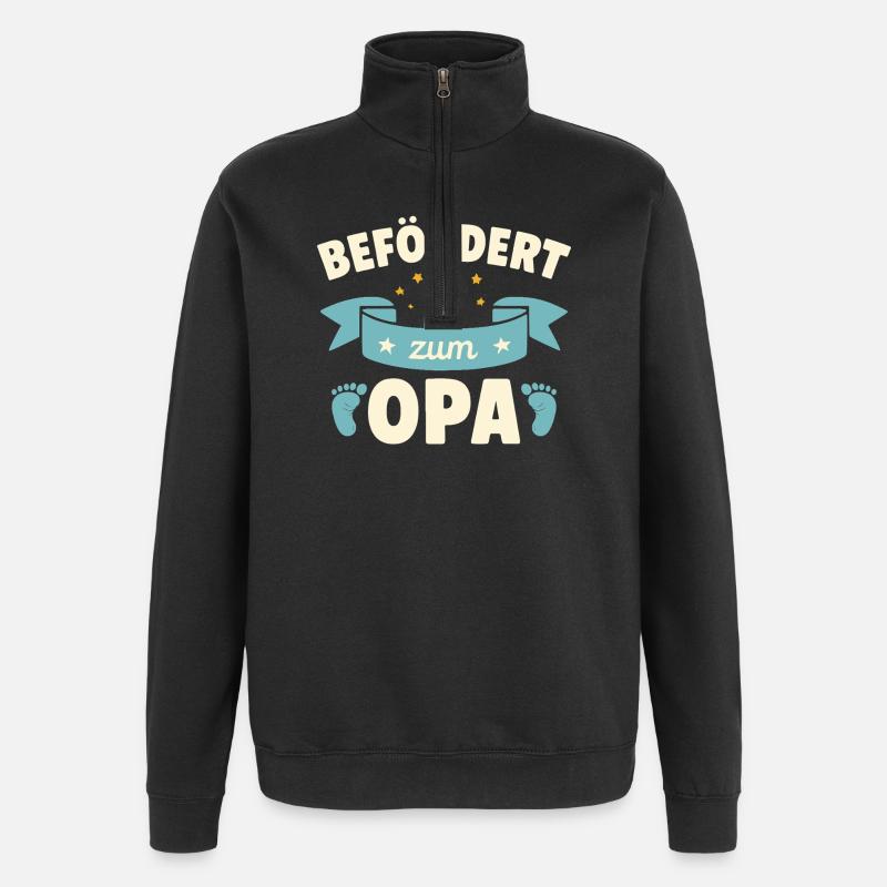 Befördert zum Opa - Quarter-Zip-Sweatshirt - Schwarz