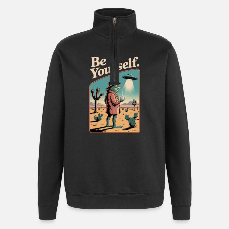 Sei du selbst, cooler Kröte. - Quarter-Zip-Sweatshirt - Schwarz