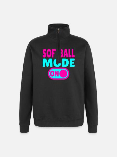 Softball Mode ON - Quarter-Zip Sweatshirt - black