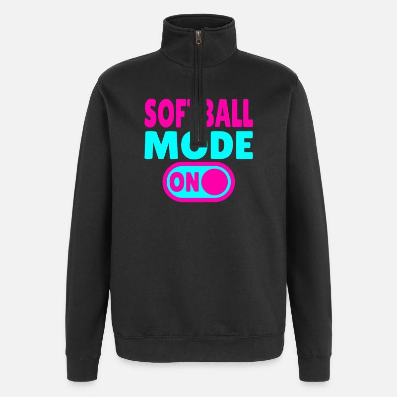 Softball Mode ON - Quarter-Zip Sweatshirt - black
