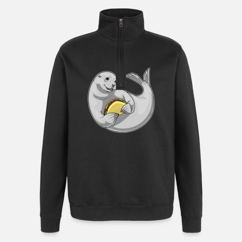 Taco des phoques - Sweat à zip 1/4 - noir