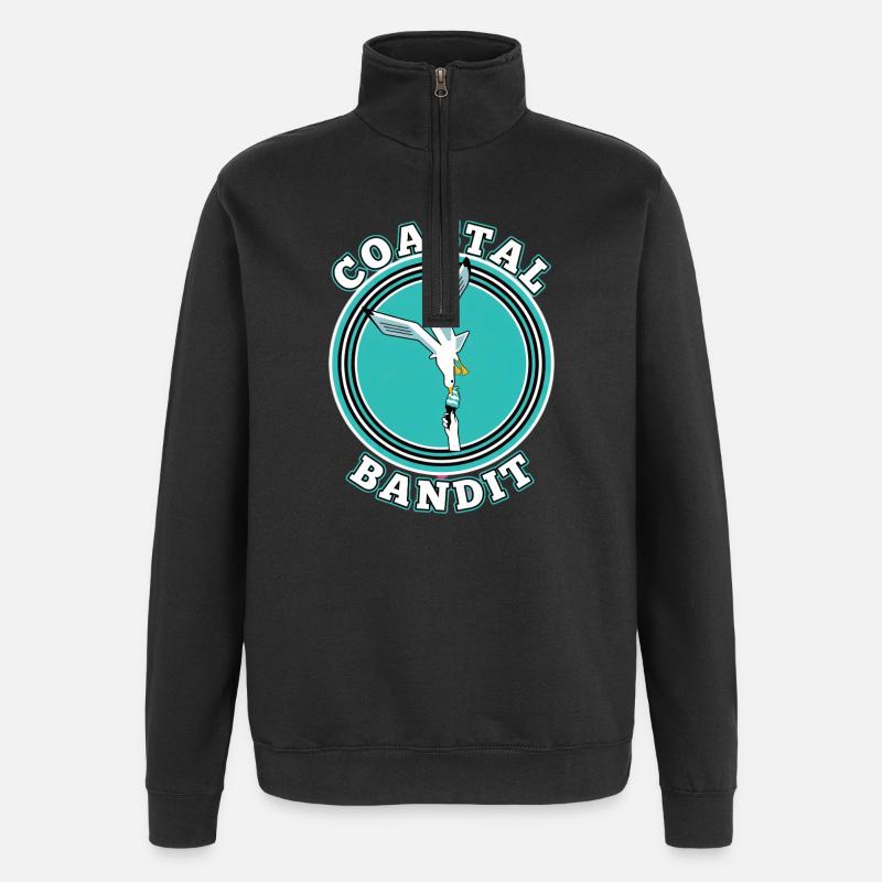 Mouette bandit côtière vole la glace - Sweat à zip 1/4 - noir