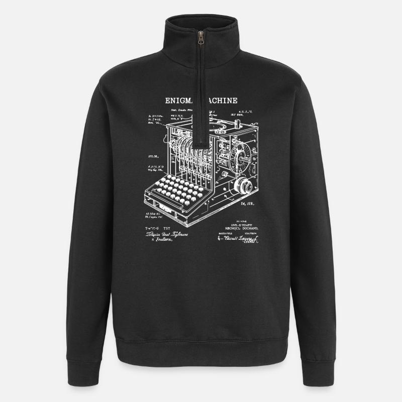 Enigma-Maschinenbauplan - Quarter-Zip-Sweatshirt - Schwarz