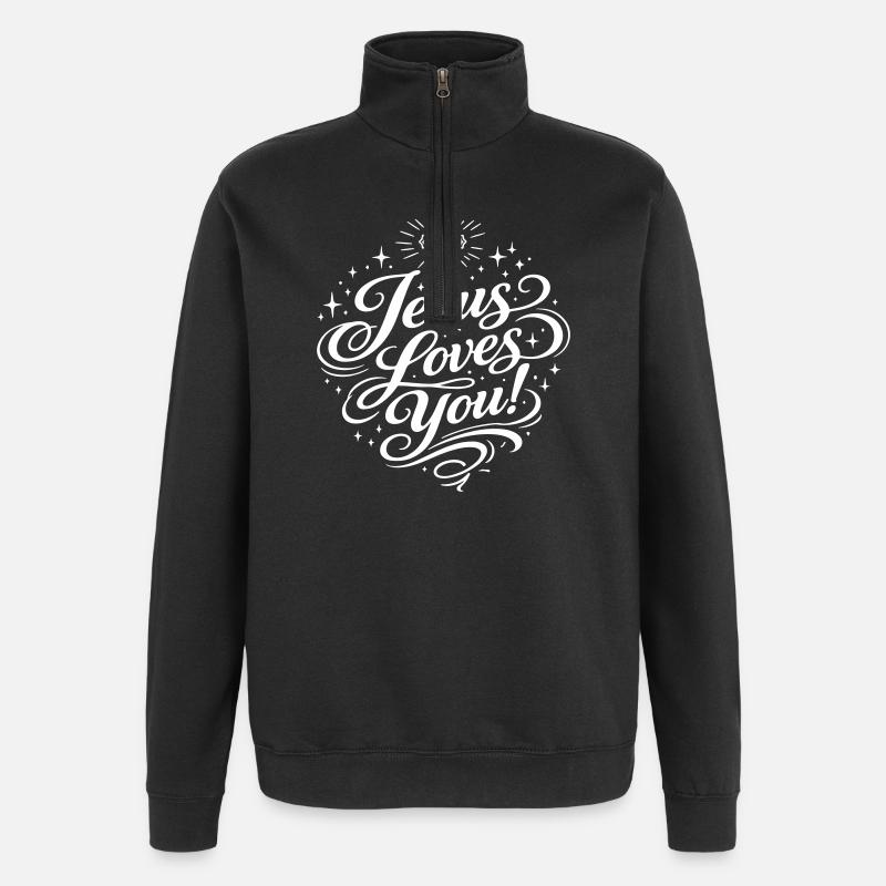 Jesus Liebt Dich - Quarter-Zip-Sweatshirt - Schwarz