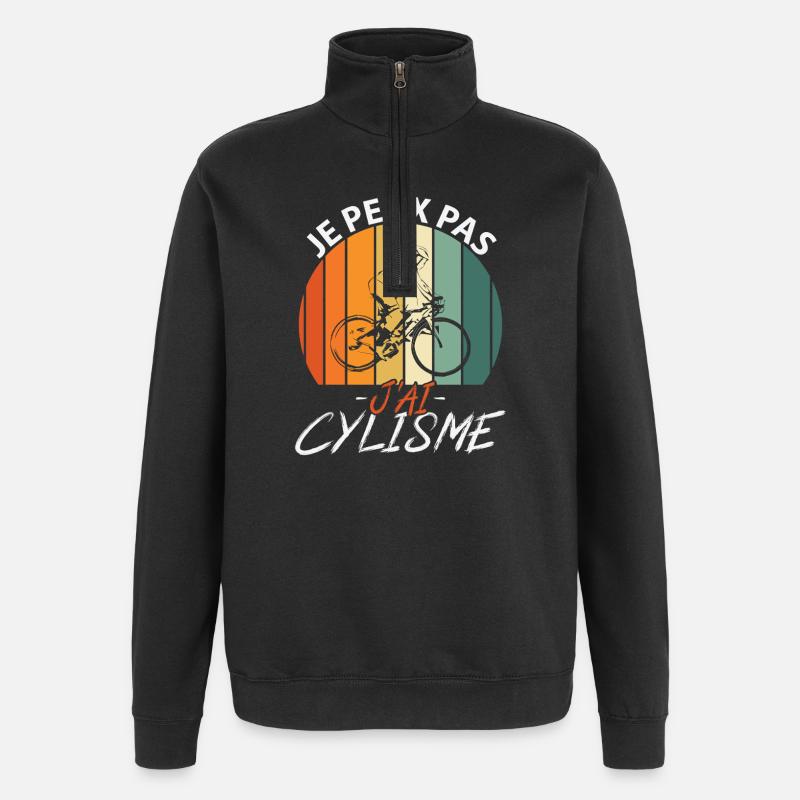 Je Peux Pas J'ai Cyclisme  - Sweat à zip 1/4 - noir