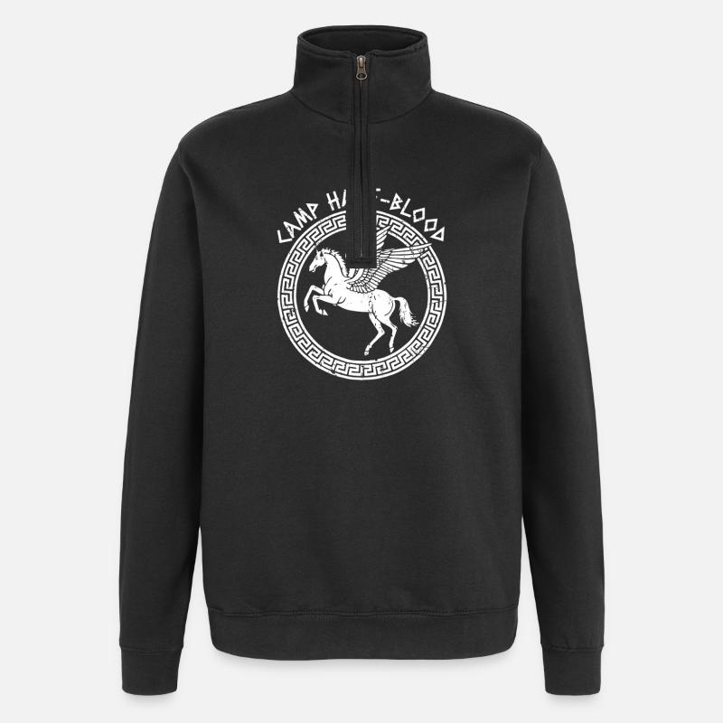 Camp Halvblods Flyvende Hest Lejr Halvblod - Sweatshirt med 1/4 lynlås - sort