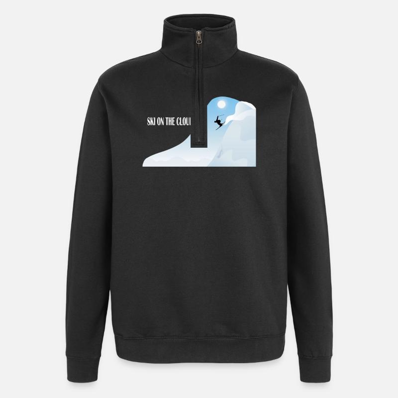 Skifahren in der Wolke - Quarter-Zip-Sweatshirt - Schwarz