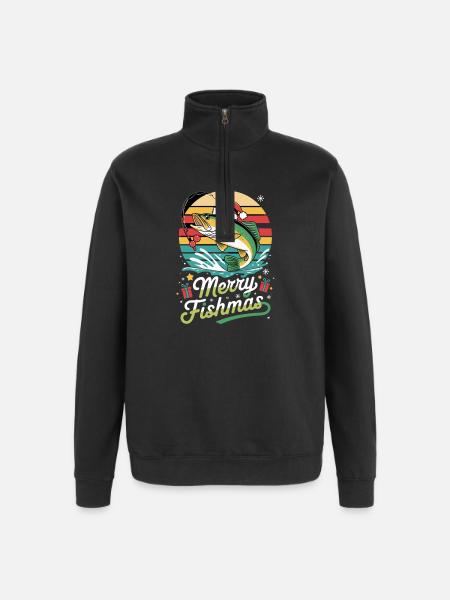  Merry Fishmas Lustiger Weihnachtskarpfen für - Quarter-Zip-Sweatshirt - Schwarz