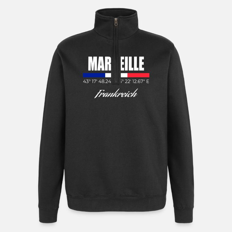 Marseille - Sweat à zip 1/4 - noir
