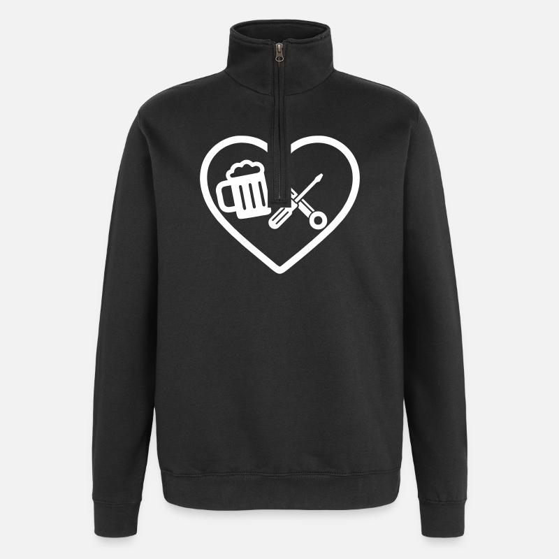 Heart Beer DIY Humour bricoleur - Sweat à zip 1/4 - noir