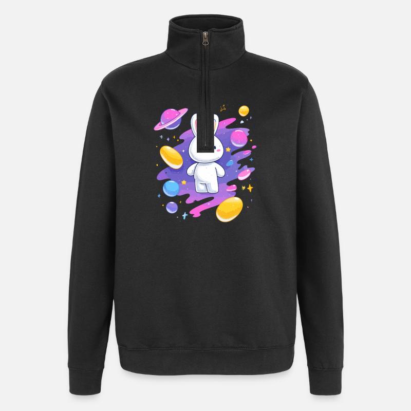 Le Lapin Galactique dans la Nébuleuse - Sweat à zip 1/4 - noir