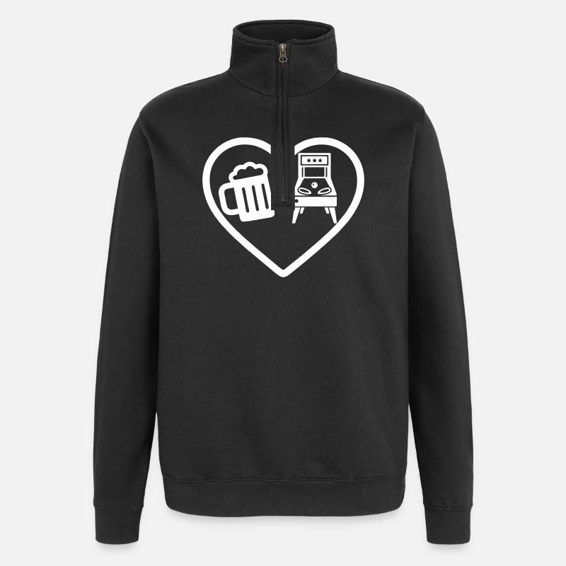 Herzbier-Flipper-Humor - Quarter-Zip-Sweatshirt - Schwarz