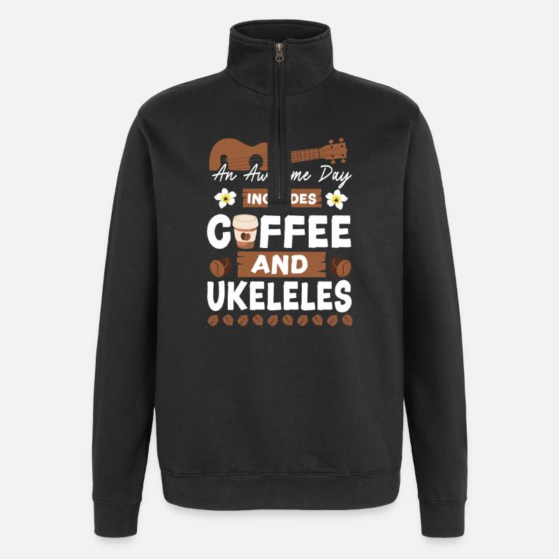 Hawaiian Ukulele Uke An Awesome - Quarter-Zip Sweatshirt - black