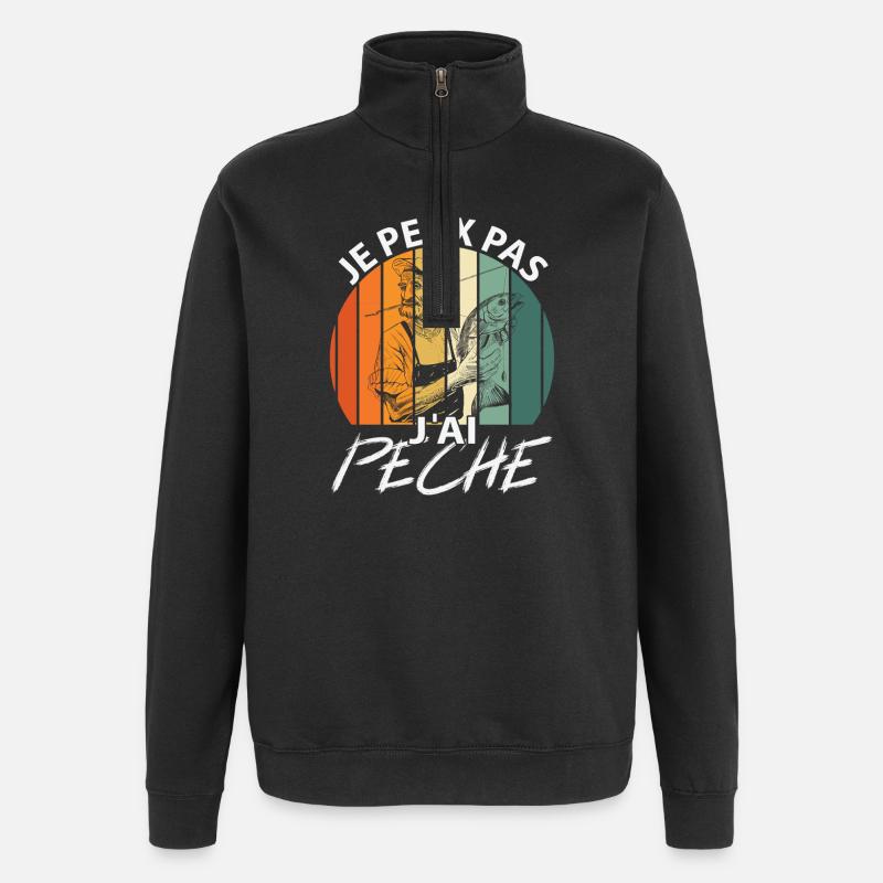 Je peux pas J'ai Pêche - Sweat à zip 1/4 - noir