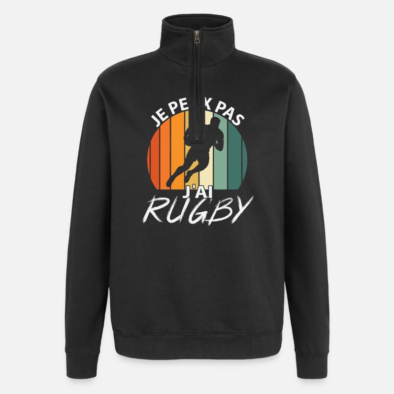 Je peux pas J'ai Rugby - Sweat à zip 1/4 - noir