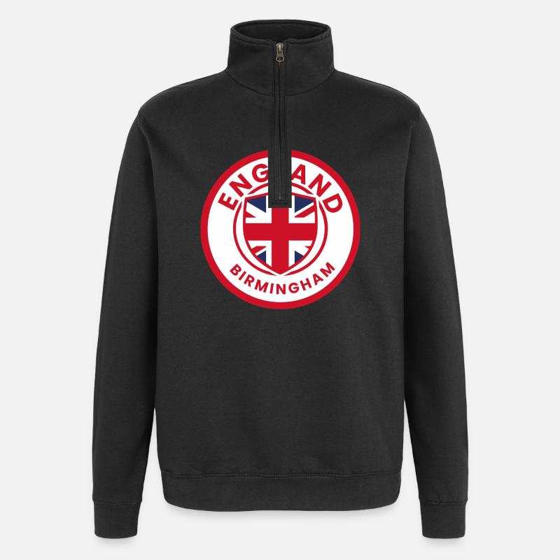 Birmingham-England-Emblemflagge - Quarter-Zip-Sweatshirt - Schwarz