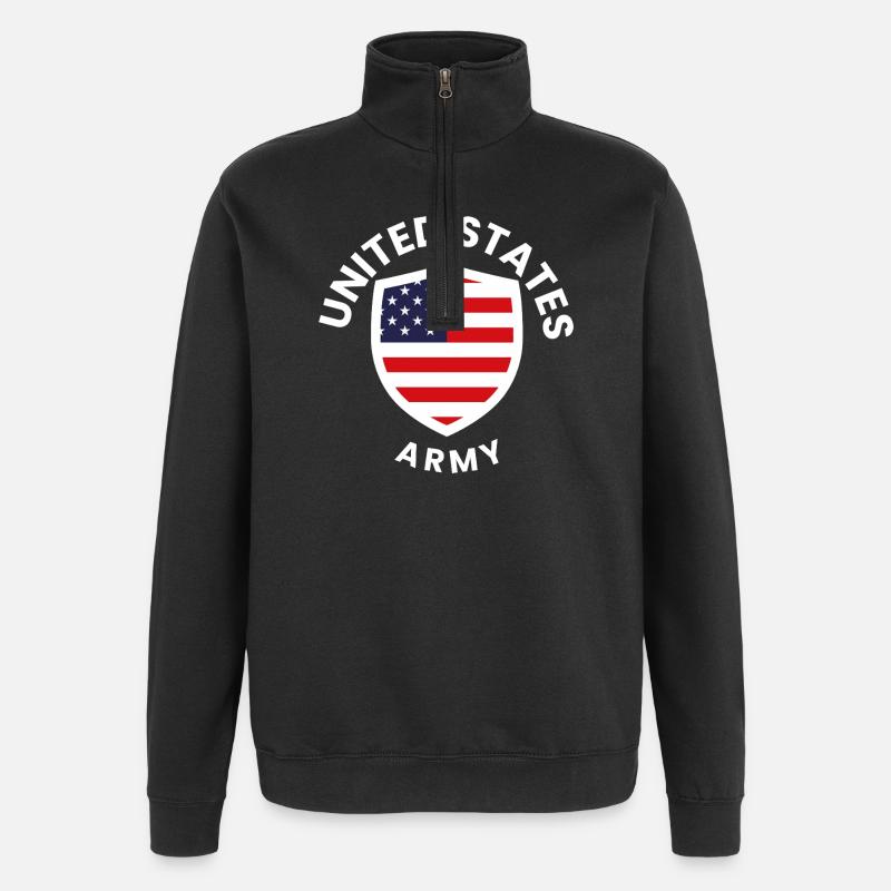 US Army Shield Flag Emblem - Quarter-Zip Sweatshirt - black