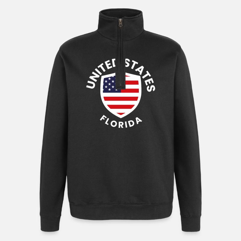 Flaggenschild USA Florida - Quarter-Zip-Sweatshirt - Schwarz