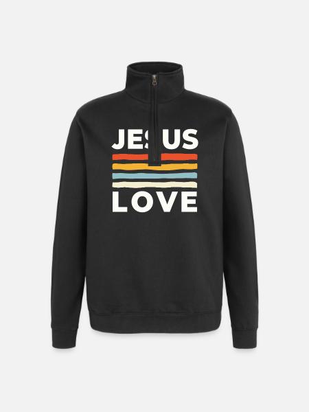 Jesus Love Christliche Nächstenliebe - Quarter-Zip Sweatshirt - black